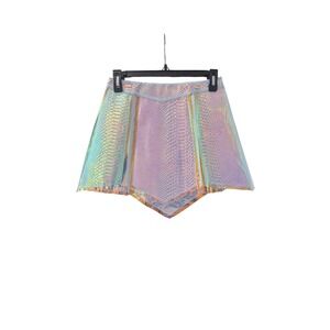 NWT Club Exx Womens Iridescent Snake Print Mini Skirt Size S PVC Clubwear Rave